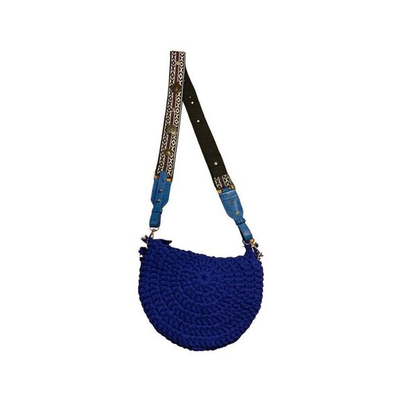Free People Indigo Blue Macrame Moon Crossbody Bag - Picture 8 of 10